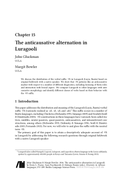 Chapter 15 The anticausative alternation in Luragooli