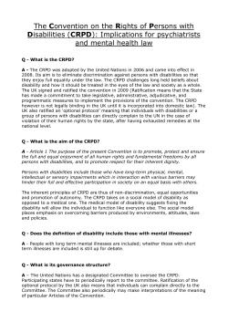 The Convention on the Rights of Persons with Disabilities (CRPD