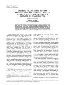 CATCHING FALLING STARS: A HUMAN RESOURCE RESPONSE