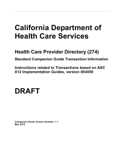 Health Care Provider Directory (EDI 274)
