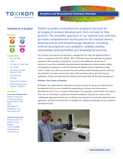 Toxikon provides comprehensive analytical services for all stages of
