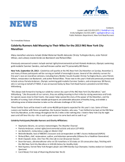 Celebrity Runners Add Meaning to Their Miles for the 2013 ING New
