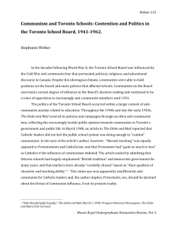 Communism and Toronto Schools: Contention and Politics in the