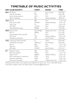 timetable of music activities