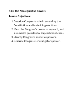 11:5 The Nonlegislative Powers Lesson Objectives: 1. Describe