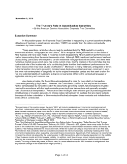 The Trustee`s Role in Asset-Backed Securities