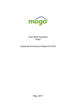 Joint Stock Company &ldquo;mogo&rdquo; Corporate Governance Report for