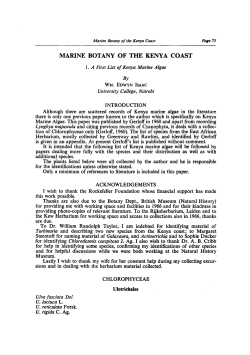 MARINE BOTANY OF THE KENYA COAST