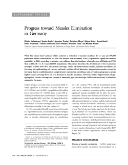 Progress toward Measles Elimination in Germany