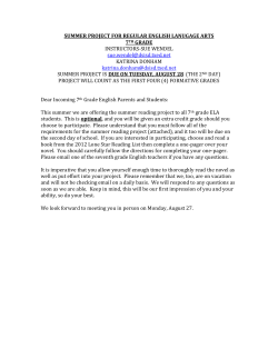 SUMMER PROJECT FOR REGULAR ENGLISH LANUGAGE ARTS