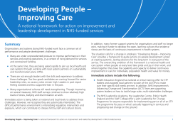 Developing People &ndash; Improving Care