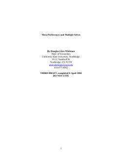 1 Meta-Preferences and Multiple Selves By Douglas Glen Whitman
