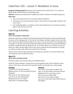 Catechism 101 &ndash; Lesson 5: Revelation in Jesus Learning Activities: