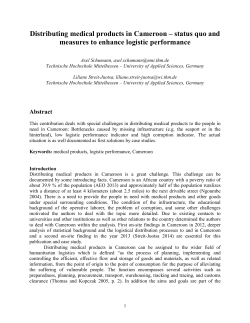 Distributing medical products in Cameroon &ndash; status quo and
