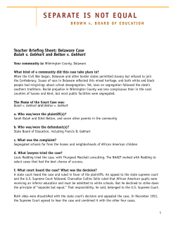 Teacher Briefing Sheet: Del. Case
