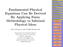 Fundamental Physical Equations Can Be Derived By Applying