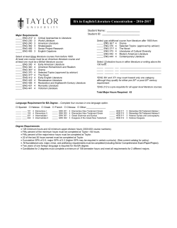 BA in English/Literature Concentration &ndash; 2016-2017
