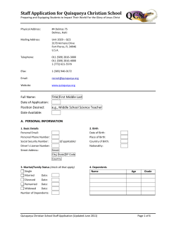 Staff Application for Quisqueya Christian School
