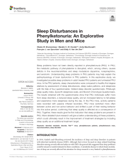 Sleep Disturbances in Phenylketonuria: An Explorative Study in Men