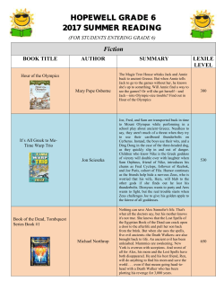 HOPEWELL GRADE 6 2017 SUMMER READING