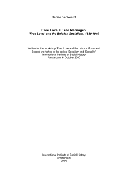 Free Love = Free Marriage? - `Free Love` and the Belgian Socialists