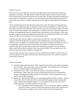 Chapter 10 Lesson 2 After the first two years, Roosevelt`s popularity