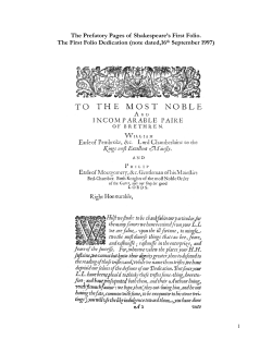 The First Folio Dedication (16th September 1997)