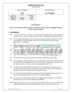 TOWN OF VULCAN E-03 Cat Trapping