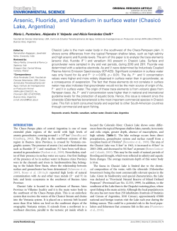 Arsenic, Fluoride, and Vanadium in surface water (Chasic&oacute; Lake