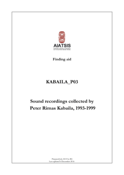 Finding aid KABAILA_P03 Sound recordings collected by Peter Rimas