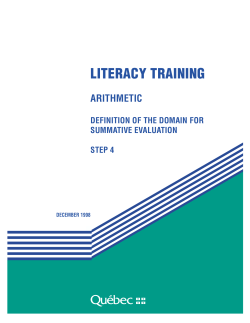 Literacy Training Arithmetic - Minist&egrave;re de l`&Eacute;ducation et de l