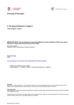 3. The Song of Deborah in Judges 5 Labuschagne, Casper