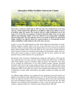 Alternative Sulfur Fertilizer Sources for Canola