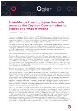 A worldwide freezing injunction sails towards the Cayman