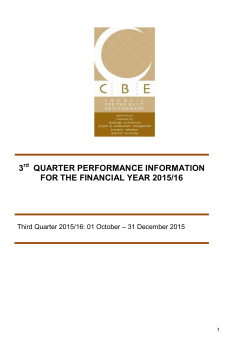 3 quarter performance information for the financial year 2015/16