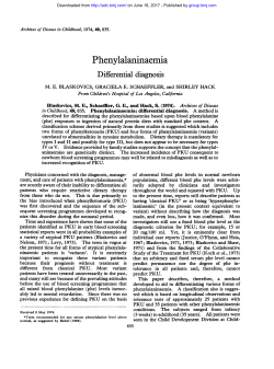 Phenylalaninaemia - Archives of Disease in Childhood
