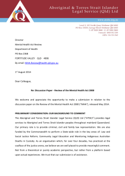 Submission 2014: Review of the Mental Health Act 2000