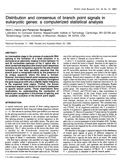Distribution and consenus of branch point signals in eukaryotic