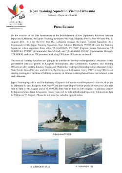 Japan Training Squadron Visit to Lithuania Press Release