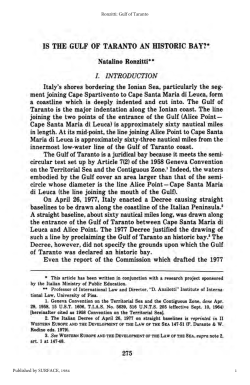 is the gulf of taranto an historic bay?
