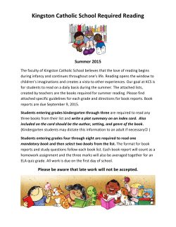 Kingston Catholic School Required Reading Summer 2015