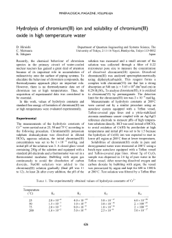 Hydrolysis of chromium(Ill) ion and solubility of chromium(Ill) oxide
