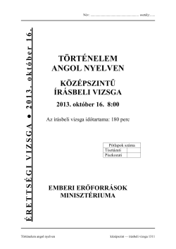 TÖRTÉNELEM ANGOL NYELVEN