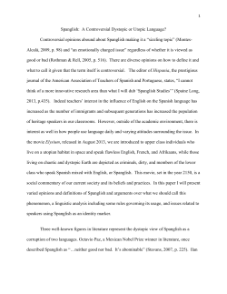 Spanglish: A Controversial Dystopic or Utopic Language