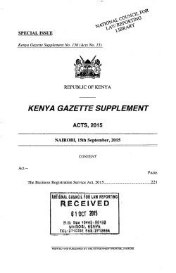 Business Registration Service Act (No 15 of 2015)