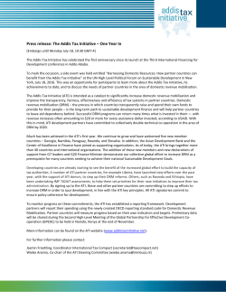 Press release: The Addis Tax Initiative &ndash; One Year In