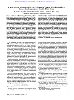 F Reticulocyte Response in Sickle Cell Anemia