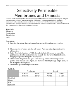 Selectively Permeable Membranes and Osmosis