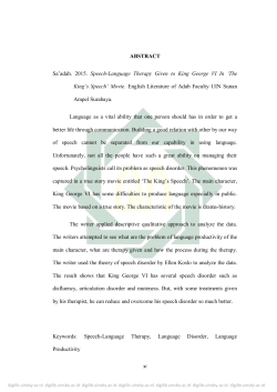 ABSTRACT Sa`adah. 2015. Speech-Language Therapy Given to