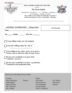 Audition form for The Great Gatsby